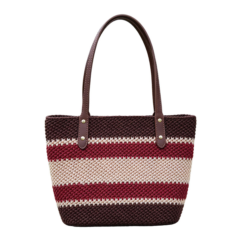 Bolso tote tejido a mano con bloques de color