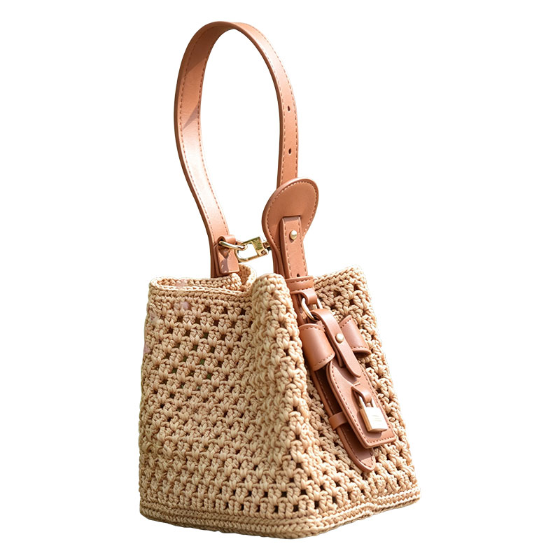 Bolso Tote De Ganchillo Calado Tejido A Mano